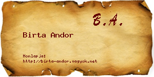 Birta Andor névjegykártya