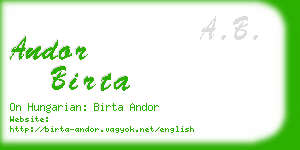 andor birta business card